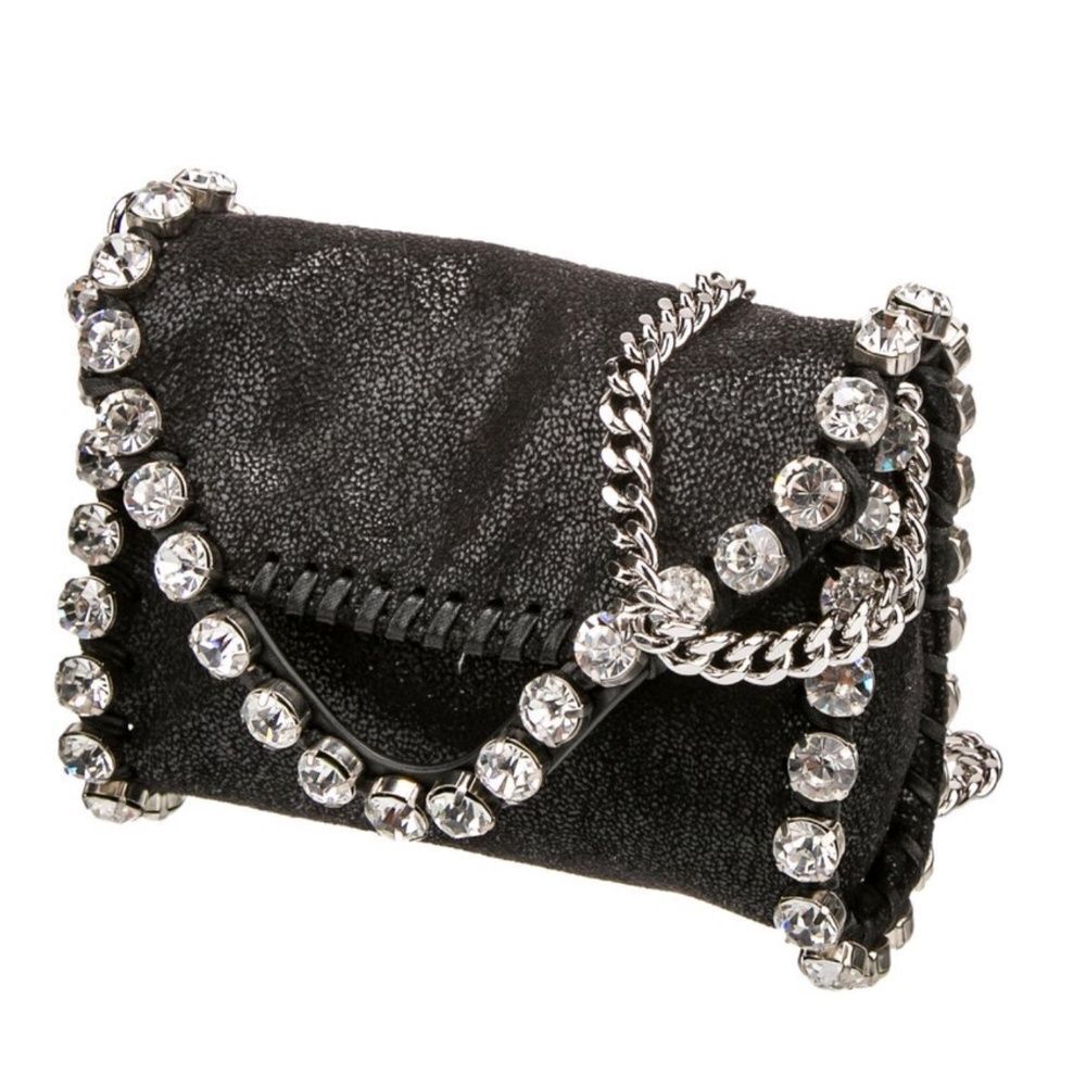 *Stella McCartney* Vegan Metallic Suede *Crystal-Studded* Mini Crossbody …